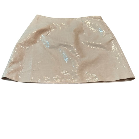 Sequin Mini A-Line Skirt Cream Women's Size 6 - Picture 5 of 8